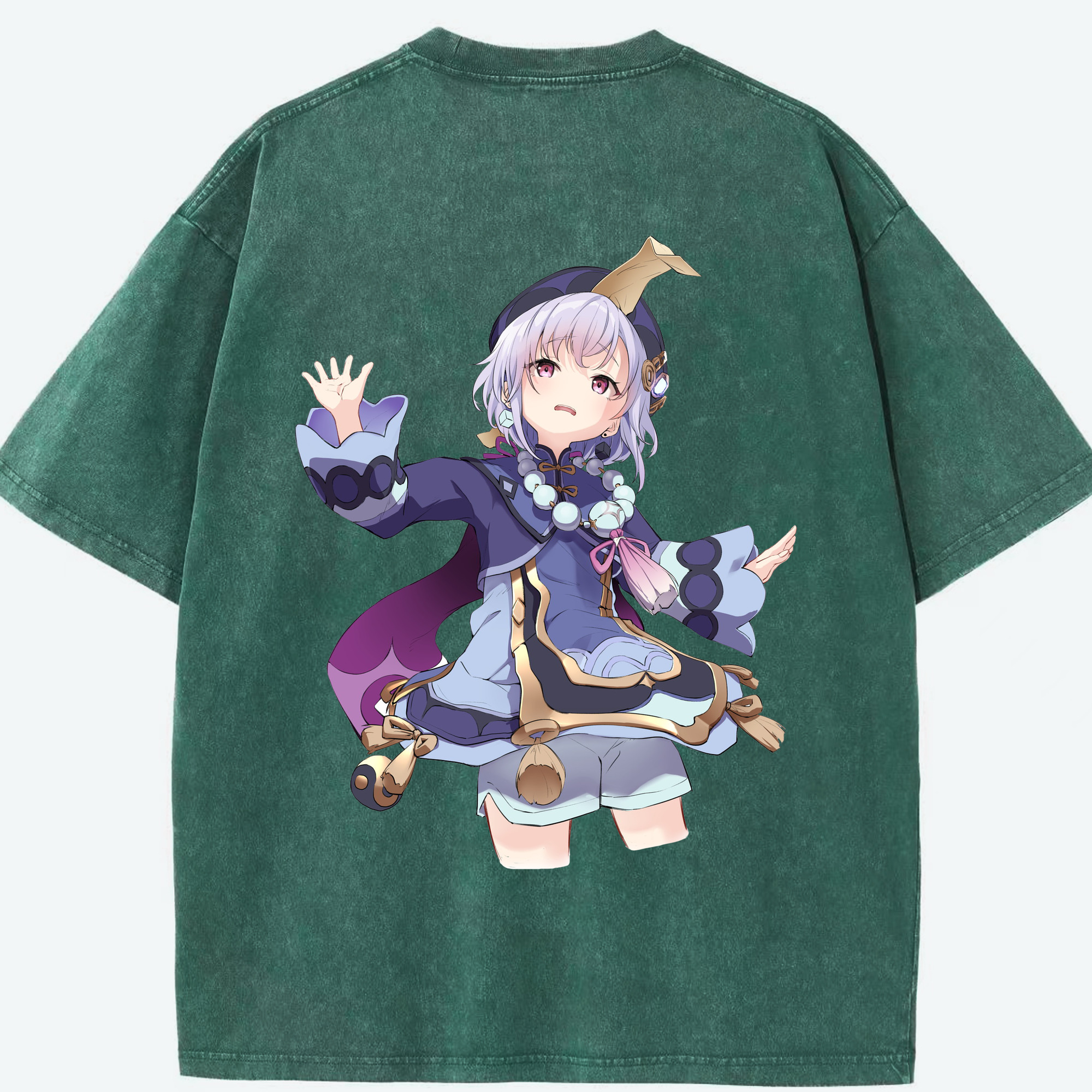 げんし神 七七 なな  genshin Nana 綿100% ヴィンテージ風 半袖Tシャツ（背面プリント）